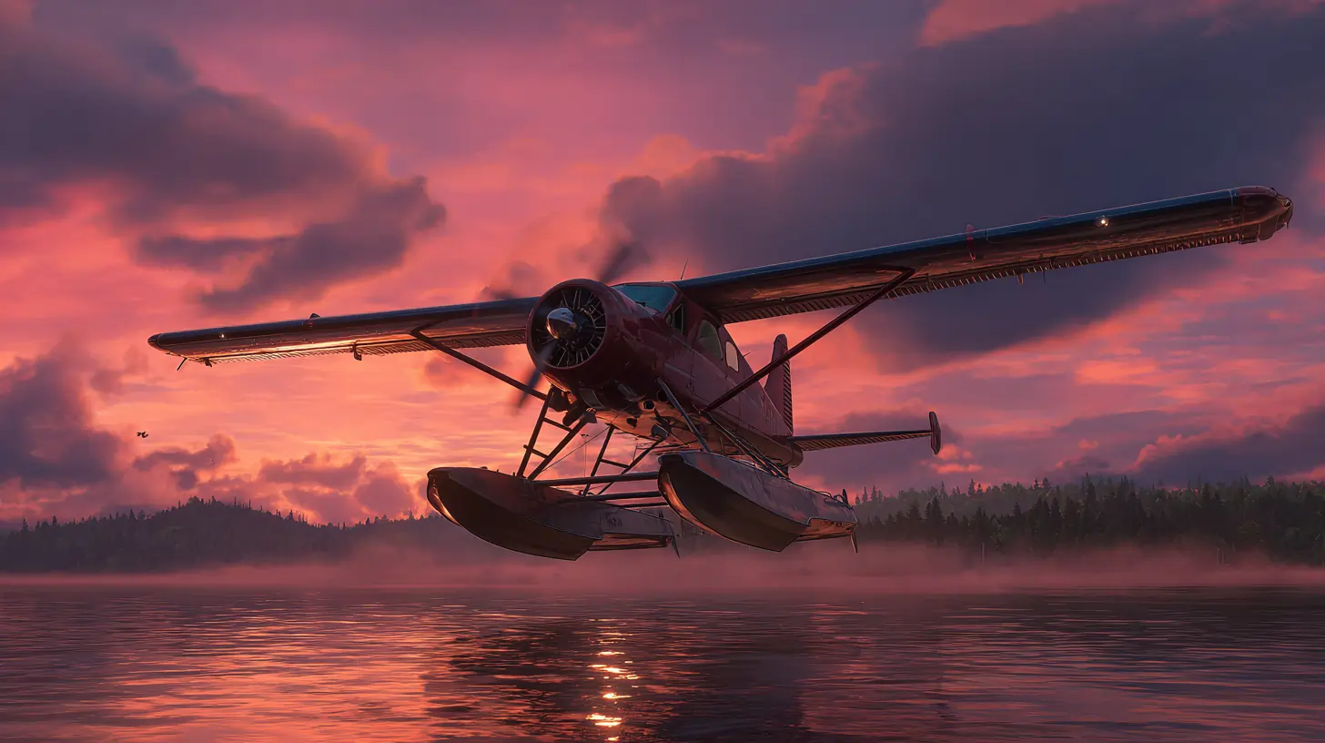 Float plane arriving at the best Ontario fly-in fishing lodge